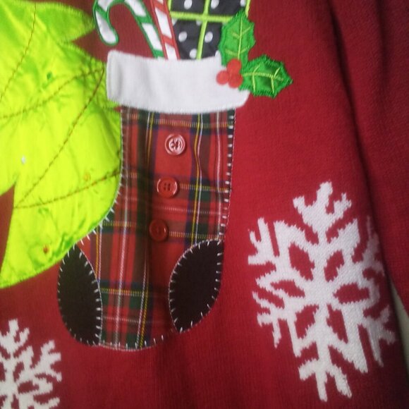 Retro Threads Sweater Christmas Holiday S Women Long Sleeve Tree Stocking - Picture 9 of 15